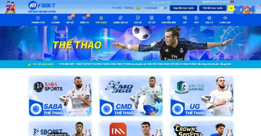 Thể Thao Tại F8BET - Sảnh Cá Cược Online Có Tỷ Lệ Thắng Cao